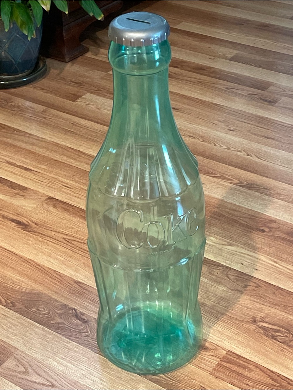 23" Tall Coke Bottle Piggy Bank Coca-Cola Plastic Snap On Coin Slot Lid NEW
